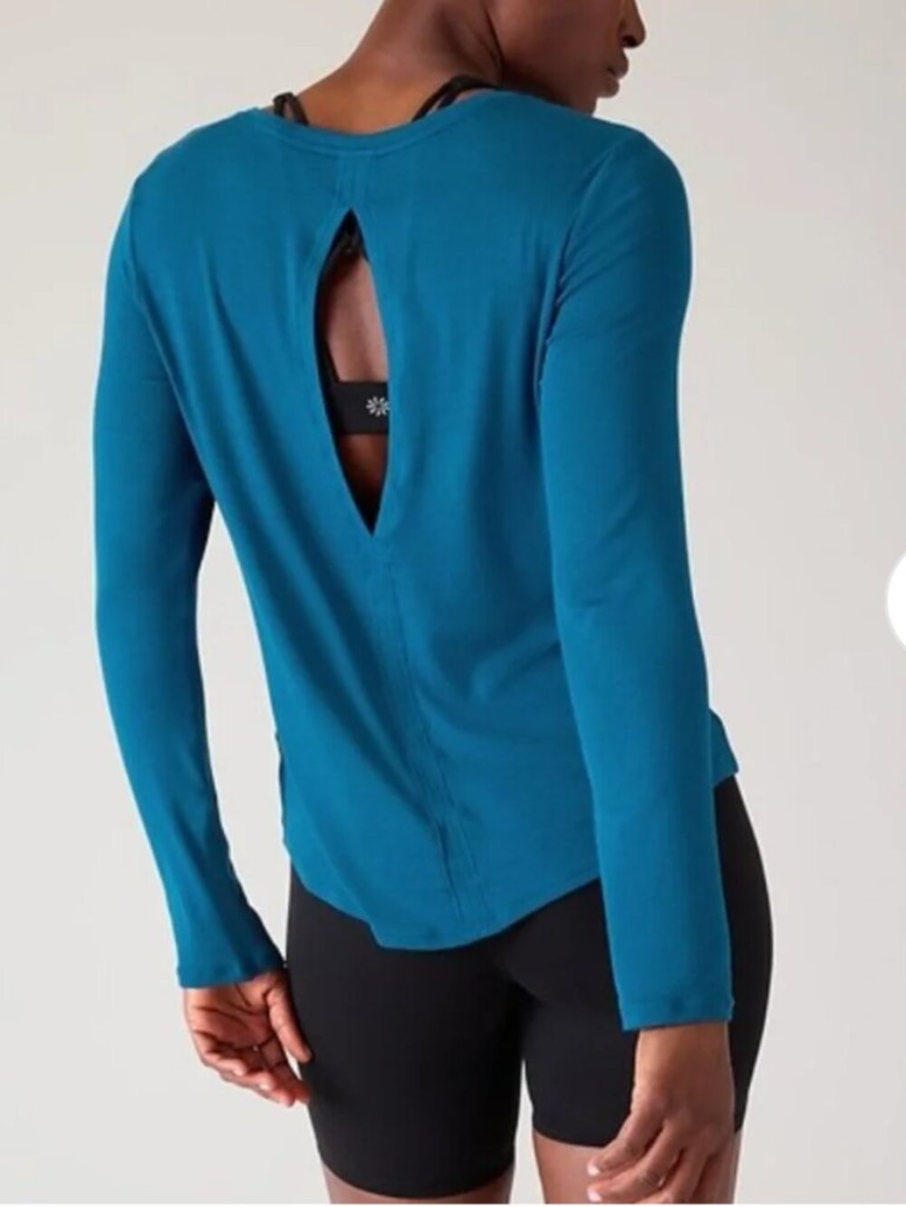 Athleta With Ease Open Back Ribbed Long Sleeve Active Top in Lapis Blue Size XS